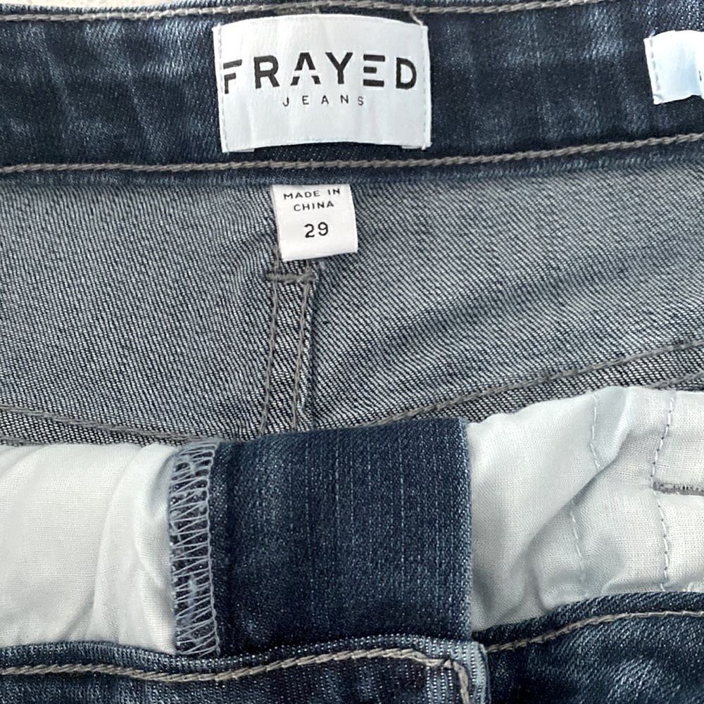 Frayed High Rise Denim Shorts 29 Raw Hem Zip Up Summer - Picture 6 of 12
